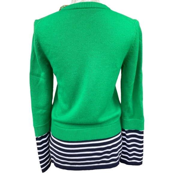 NWT Michael Kors Collection Cashmere Blend Garden Green and Navy Stripe Sweater - Picture 5 of 8